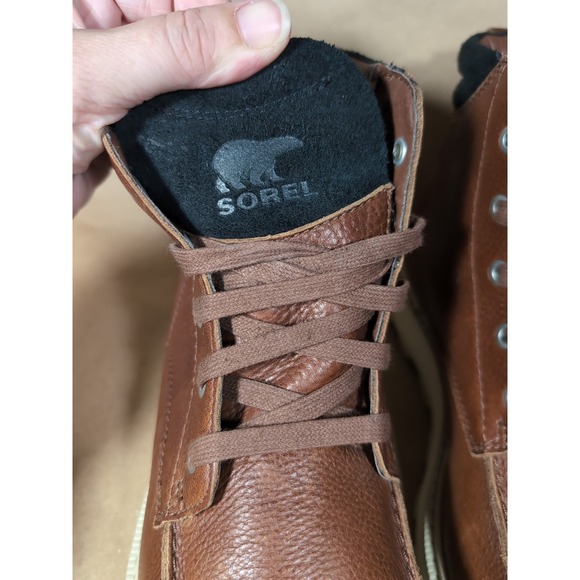 Sorel Madson II Men's 8.5 Moc Toe Ankle Boots Brown Leather Waterproof Chukka - Picture 12 of 12